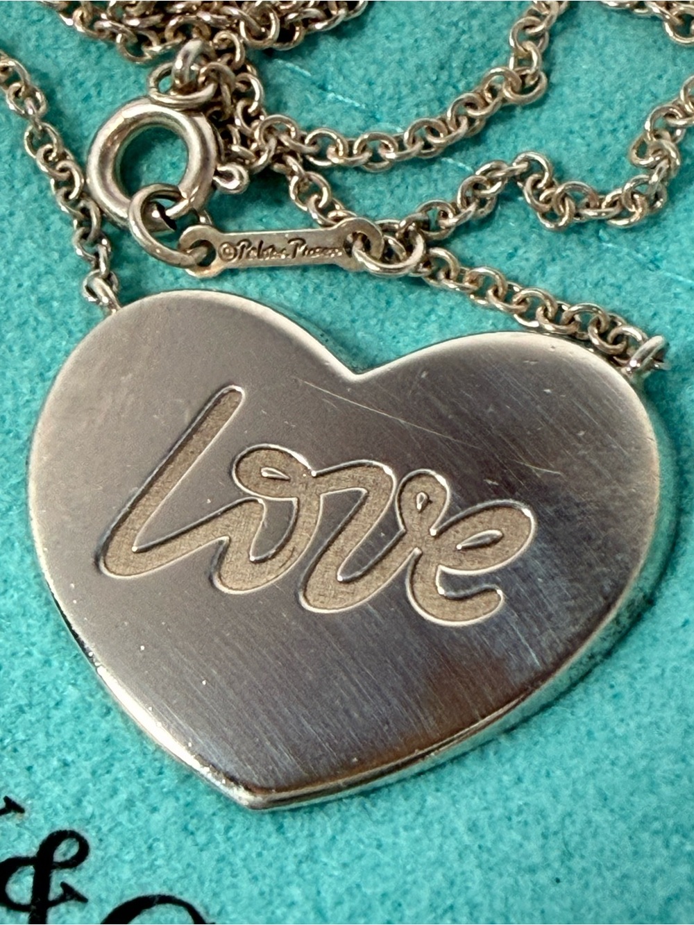 Tiffany & Co. Paloma Picasso Love Graffiti Heart Sterling Silver Necklace 18”